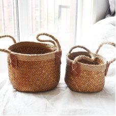 Woven Storage Basket Kitchen Ginger Garlic Storage Basket Grass with Hand Ceremony Flower Basket Plant Basket
