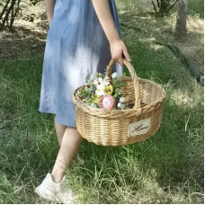 Outdoor picnic basket rattan garden hand basket Fruit basket Outdoor bamboo basket woven basket Vegetable storage basket